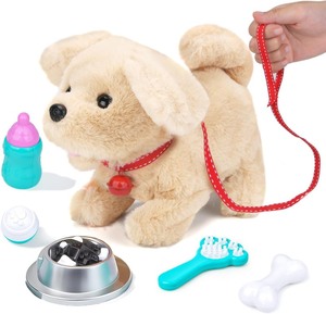 lot 4156 image: Interactive Dog Plush Golden Retriever Toy Puppy Plush Pet Dog-Walking,Barking,Tail Wagging Interactive Companion Animal Toys School Prize Birthday for Kids Toddler Boys Girl