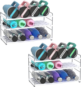 lot 3254 image: 2 Pack - Adjustable & Expandable Bottle Organizers, 3 Tier Tumbler Organizers for Stanley, Hydro Flask, Kitchen Pantry Storage Racks