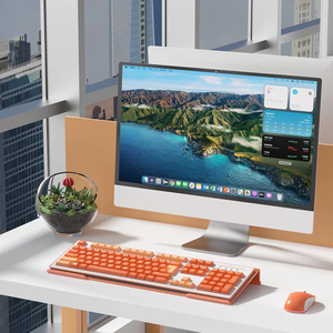 lot 3261 image: Computer Keyboard Stand - Ergonomic Keyboard Riser Acrylic Tilted - Fits All Keyboard Sizes - 17 Wide (Orange)