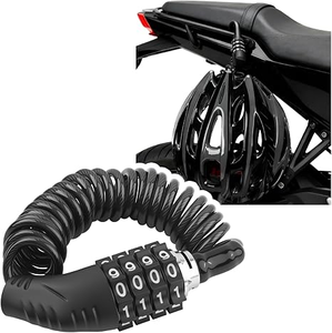 lot 3263 image: Motorcycle Helmet Lock with Retractable Cable & 4-Digit Combination, Anti-Theft Bike Locks for Helmets Fits Through Small Holes, Lightweight Helmet Lock Motorcycle Accessories