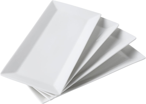 lot 3269 image: 4 Pack Large, Rectangular Serving Platters are Perfect for Displaying a Variety of Foods, Classic White Design Adds a Touch Of Elegance to Any Decor