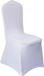 100 Pcs White Spandex Chair Covers, Wrinkle Resistant, Reinforced Foot Pockets, Stretch Slip Covers for Weddings, Banquets, Parties or Events