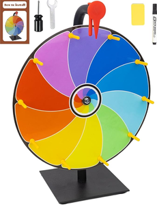 lot 3290 image: 12 Inch Heavy Duty Spinning Prize Wheel - 10 Slots Color Tabletop Roulette Spinner of Fortune, with Eraser for Trade Show, Carnival, Win Fortune Spin Games, Multiple Colors