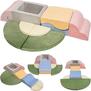 lot 2790 image: Foam Climbing Blocks with Ball Pit for Toddler, 9-Piece Soft Toddlers Climbing Toy Indoor for Kids Crawling, Soft Play Set Playground