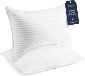 lot 2792 image: Beckham Hotel Collection Bed Pillows StandardQueen Size Set of 2 - Original Soft Down Alternative Pillow for Sleeping - Soft Support for Back, Stomach or Side Sleepers