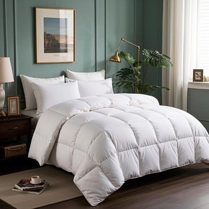lot 2800 image: Serta Goose Feathers Down Fiber Comforter Twin Size Duvet Insert,100% Cotton,Hotel Luxury Hypoallergenic Comforter 43oz All Season Medium Warmth 68 x 90 in White