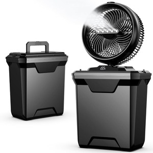 lot 2802 image: 10 Inch Portable Misting fan,20000mAh Rechargeable Battery Operated Camping Fan, 3 Mist Levels, 4 Wind Speeds, 11L Tank, Remote Control, 45°90° Oscillation, for PatiosFishingGolfTentOffice
