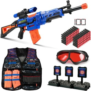 lot 2810 image: Bigpower Electric Kids Toy Sniper Rifle with Scope Tactical Vest Kit,4 in 1 Automatic Kids Sniper Rifle Toy Guns for Boys 8-12,Rifle Dart Guns Big Size,Toy Guns with Removable Magazines