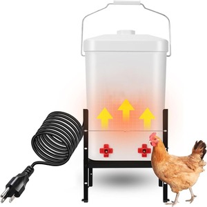 lot 2811 image: Chicken Water Heater or No Heat 3.8 Gallon with 4 Nipples and Adjustable Height, 2-in-1 Freeze-Proof Heated Chickens Waterer Anti-Tipping for Turkey Ducks Geese Poultry