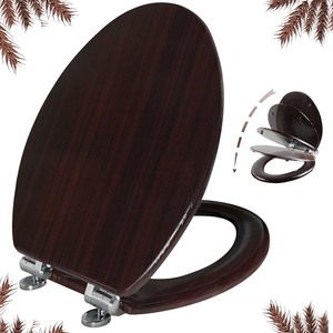 lot 2814 image: Elongated Toilet Seat Molded Wood Toilet Seat with Quietly Close and Quick Release Hinges, Easy to Install also Easy to Clean by Angol Shiold (Elongated, Dark Brown)