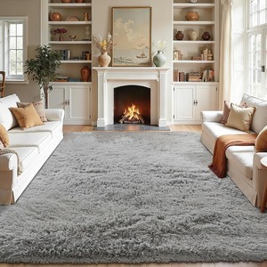 lot 2815 image: Fluffy Area Rugs for Bedroom - Soft Plush Shag Rug for Living Room Nursery Kids Room - Non Slip Fuzzy Shaggy Floor Carpets for Girls Boys Play Room Dorm Decor (Grey, 5 x 7)