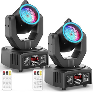 lot 2823 image: 2PCS Compact 30W Stage Moving Head Light with Beam,GOBO Projection,Remote Control Sound Active & DMX512 Control 450° Pan180° Tilt for DJ Party Home Theater Small Venues