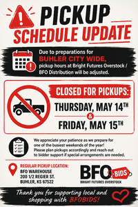 PICKUP SCHEDULE UPDATE May 14th & 15th Only