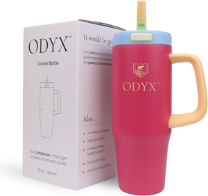 lot 3301 image: Glacier Bottle  32oz Insulated Stainless Steel Water Bottle with Flip Straw Lid, One-Button Open, Leakproof & BPA-Free, Recyclable Travel Tumbler for Work, Home, or Journey (Icy Fireplace)