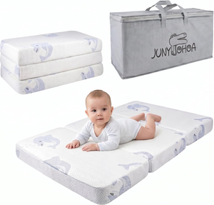 lot 3304 image: 3 Dual-Sided Trifold Pack and Play Mattress (38 x 26) with Washable Cover & Carry Bag