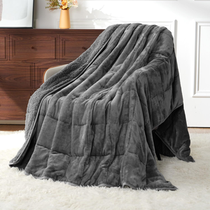 lot 3308 image: Uttermara Queen Size (60x80) Weighted (15lbs) Blanket, Cozy Sherpa with Soft Plush Fleece, Great for Sleep and Calming (grey) (see photos for weight guide information)