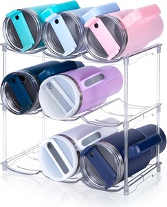 lot 2797 image: Stackable Water Bottle Organizer for Stanley 40 oz Tumbler, Water Bottle Holder for Cabinet, Pantry Kitchen Organizers and Storage for Stanley Cup Accessories, Tumbler Organizer and Wine Rack,