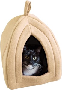 lot 2806 image: Cat House - Indoor Cat Bed with Removable Foam Cushion - Pet Tent for Kittens, Rabbits, Guinea Pigs, and Other Small Animals by PETMAKER