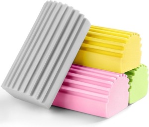 lot 2822 image: 6-Pack Damp Clean Duster Sponge,Reusable Magic Dusting Sponge Brush for Cleaning Blinds, Glass, Baseboards,Vents,Railings,Mirrors,Window Track Grooves and Faucets (Grey,Yellow,Pink,Green)