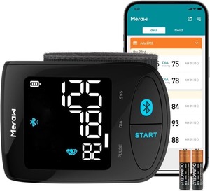lot 2825 image: Meraw Blood Pressure Monitor Adult Cuff, Blood Pressure Cuff Monitor Wrist, Blood Pressure Machine Home Use 5.3-8.5 Irregular Heartbeat Monitoring APP Automatic Bluetooth High Accuracy Aspen Black