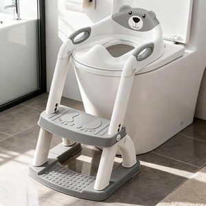 lot 2827 image: Potty Training Seat, SKYROKU Upgrade Toddler Toilet Seat for Kids Boys Girls, 2 in 1 Potty Training Toilet, Splash Guard Anti-Slip Pad Step Stool,New Sector-Shape Stabilized Base (8899Grey)