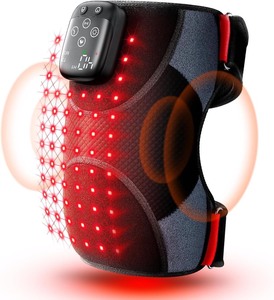 lot 2833 image: Knee Massager with Heat and Red Light, Cordless Heated Knee Brace with 3 Heat3 Vibration5 Light Levels, 72 Red Lights with 660nm & 850nm, 5000mAh Massager for Knee Elbow Shoulder