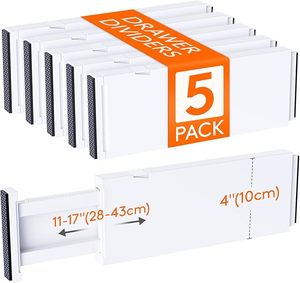 lot 22861 image: 5-Pack Expandable Drawer Dividers  4 High Adjustable Organizers