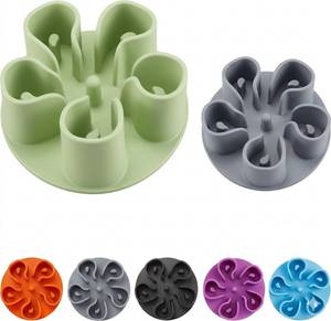 lot 22866 image: 2-Pack Slow Feeder Dog Bowl Inserts  Soft Silicone (Large Green & Medium Blue)
