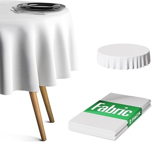 lot 22867 image: 2-Pack 60-Inch Round White Tablecloths  Wrinkle-Resistant