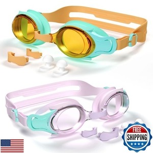 lot 22877 image: 2-Pack Kids Swim Goggles  Dual Cases for Ages 3-10