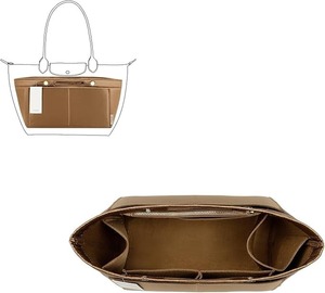 lot 22881 image: 2-Piece Purse Organizer Insert & Tote Shaper Slender Large (Silky Brown)