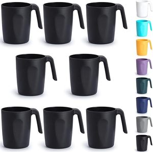 lot 22862 image: 8-Pack Reusable 16oz Wheat Straw Mugs with Handles (Black)