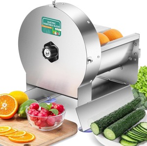 lot 4160 image: Electric Vegetable Slicer, Commercial Fruit Slicer 0-0.5 Thickness Adjustable, Stainless Steel with Maual Mode & Complimentary Blades, for Potato Onion Tomato Lemon (110V