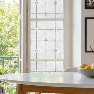 lot 4172 image: Victoria Window Privacy Film by Artscape - Textured Leaded Glass Design, Static Cling, Allows Natural Light in, UV Protection, Non-Adhesive Water-Applied Installation, Made in USA - 36 x 72 Inch