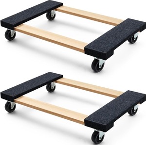 lot 4178 image: Simpli-Magic 30 in. x 18 in. Hardwood Furniture Moving Wooden Dolly Swivel Casters Mover Dollies 2,000 lbs. Capacity, Two Pack