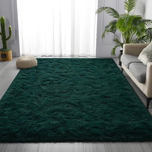 Deerhoo Large Shag Area Rugs 6 x 9, Plush Fuzzy Rugs for Living Room, Ultra Soft Fluffy Furry Rug for Bedroom, Indoor Carpet Nursery Rugs for Kids Room Home Decor, Dark Green