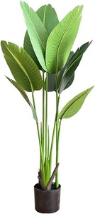 lot 4191 image:  Retail $229.99 47-Inch Artificial Palm Tree - Faux Tropical Plant in Black Pot for Living Room, Office, or IndoorOutdoor Decoration