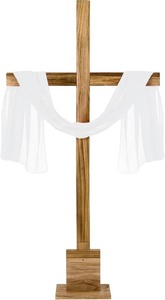 lot 4198 image: 59 Inch Christmas Wood Cross Large Standing Cross for Yard Wooden Jesus Christian Wall Crucifix Stand He is Risen Decor for Home Room Church(Red)