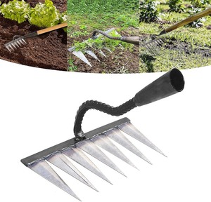 lot 4201 image: Garden Rake, Gardening Tools Heavy Duty Rake with 7 Metal Tines,Sharp Durable Garden Weeding Tools, All Steel Hardened Hoe Garden Hand Rake Tools for Backyard Lawn Loosening Planting Weeding (7 Tines)