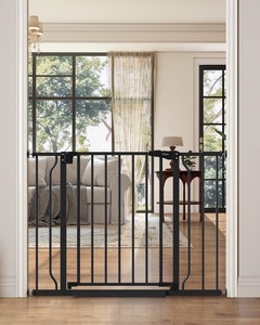 lot 4207 image: 29-40 Baby Gate for Stairs, Auto Close Stroller Friendly Dog Gate Indoor for Doorways, Pressure Mounted Baby Gate, Easy Walk Through Gate for Children & Pets, Black
