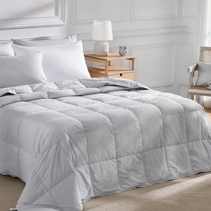 lot 2846 image: Pacific Coast Lightweight Goose Feather Down Fiber Comforters King Size, Summer Duvet Insert, Ultra Soft, Breathable, Hotel Luxury Bedding Comforter with 8 Tabs, Light Grey, 96 x 96 inches