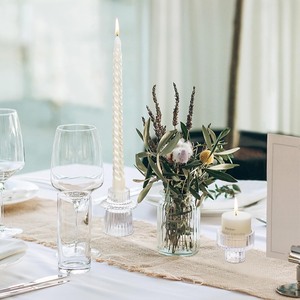 lot 2859 image: Candlestick Holders Set of 4, Ribbed Glass Taper Candle Holders, Reversible Clear Tealight & Candle Stick Candle Holder Vintage Crystal Tealight Candle Holder for Wedding Dinner Party