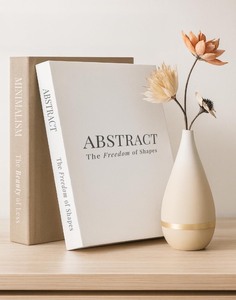 lot 2865 image: Aesthetic Decorative Books - Set of 2 Stylish FakeFaux Book-looking Decor, For Coffee Table, Living Room, Shelf, Office. Hidden Storage Compartment and Hardcover Journal, AbstractMinimalist
