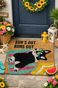 lot 2880 image: Corgi Dog Doormat Outdoor Welcome Suns Out Buns Out Mat Funny Entryway Rug Non Slip, Washable Entrance Summer Beach Indoor Door Mats for Kitchen, Bathroom Front Porch Home Decor 20  32in