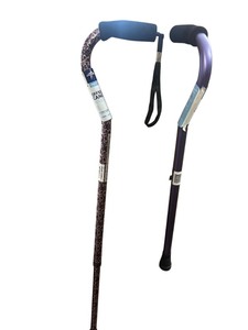 lot 2851 image: 2- Pack Medline Aluminum-Chrome Offset Walking Cane, Adjusts 2938 & Supports Up to 300 Lbs.  Mobility Aid Provides Balance for Seniors & Adults