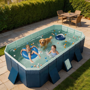 lot 11160 image: Foldable Non-Inflatable Hard Shell Outdoor Swimming Pool for Kids, Adults & Dogs (116 x 66 x 21)