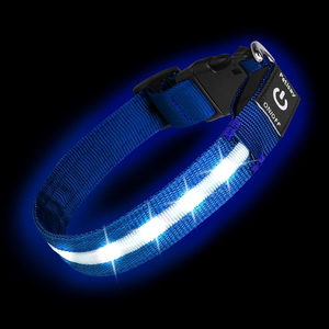 lot 11169 image: Rechargeable LED Dog Collar  Waterproof Adjustable Glow Safety Collar with 3 Light Modes (Size M Width1,Length14.5 - 19.5)