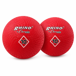 lot 11193 image: 2-Pack Champion Sports Playground Ball  High-Bounce 2-Ply Construction, Durable 10 Ball for Throwing, Catching, and Kicking (Red)