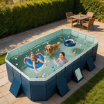 Foldable Non-Inflatable Hard Shell Outdoor Swimming Pool for Kids, Adults & Dogs (116" x 66" x 21")