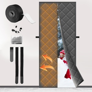 lot 3354 image: Magnetic Thermal Insulated Door Curtain for Winter, Temporary Door Cover Screen Fits Door Size 32 x 80, Oxford & Thicken Cotton Insulating Doorway Blanket Curtains - Grey